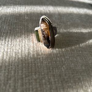 Citrine and Green Kyanite Sterling Silver Ring Size 9